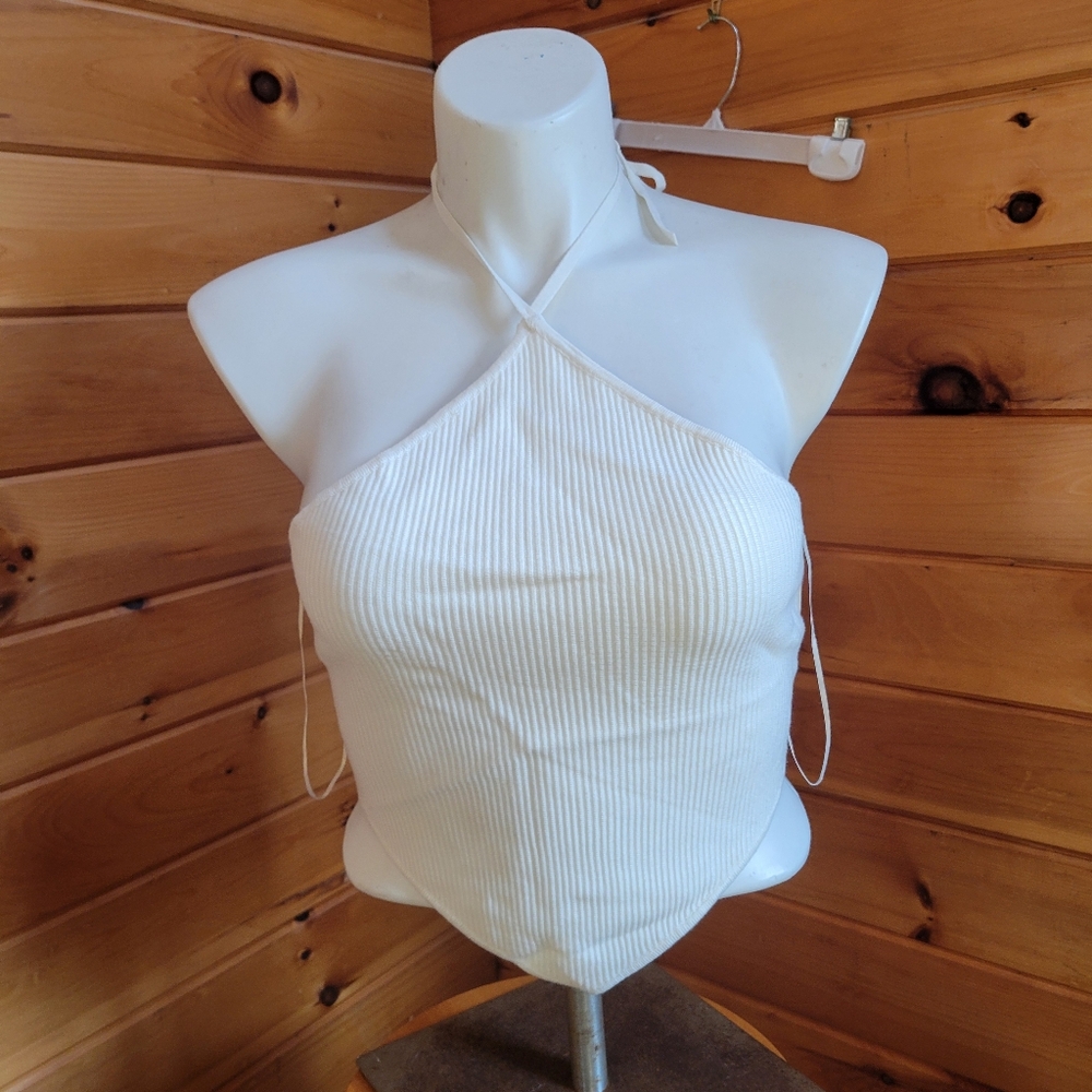 House of Harlow luxe essentials gorgeous ribbed halter top size large NWT